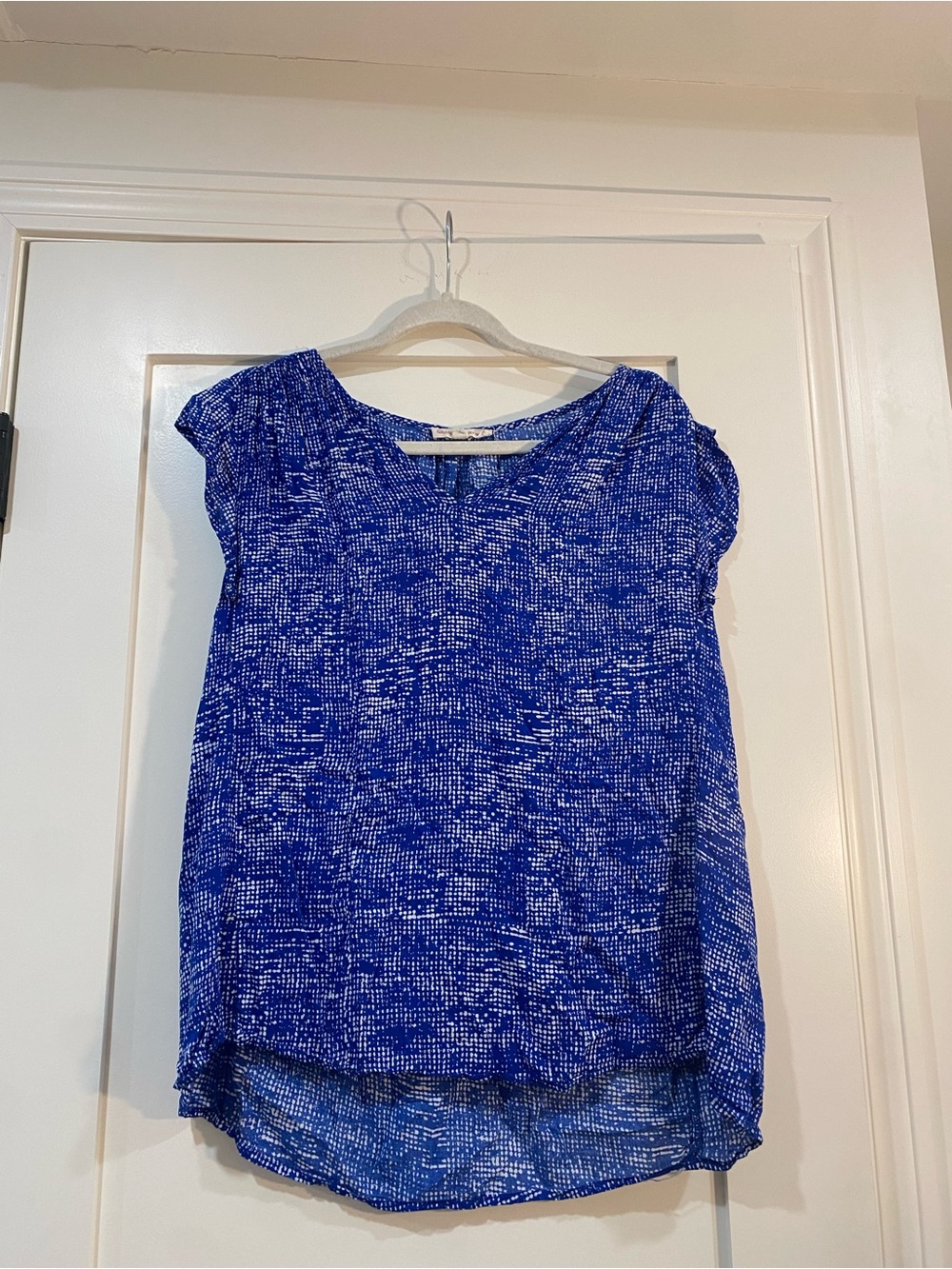 grand & greene Royal Blue Printed Cap Sleeve Blouse